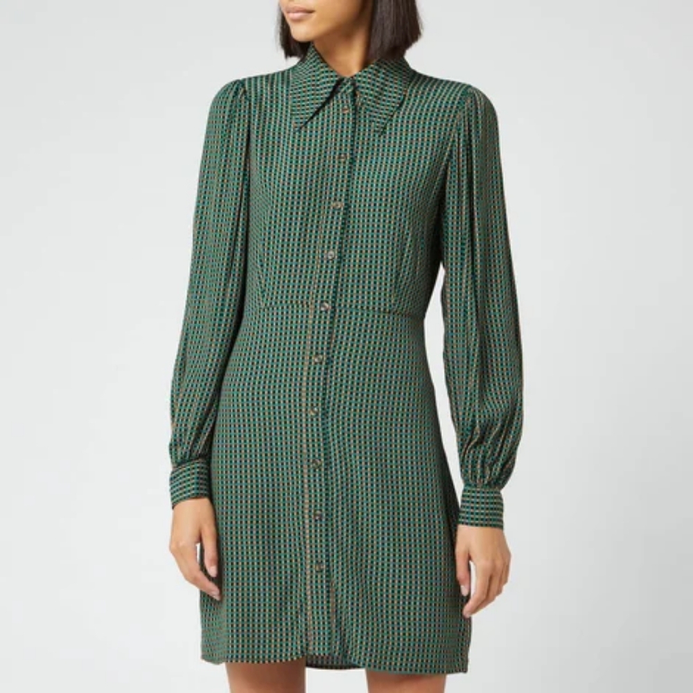 Ganni Shirt Dress with Balloon Sleeves